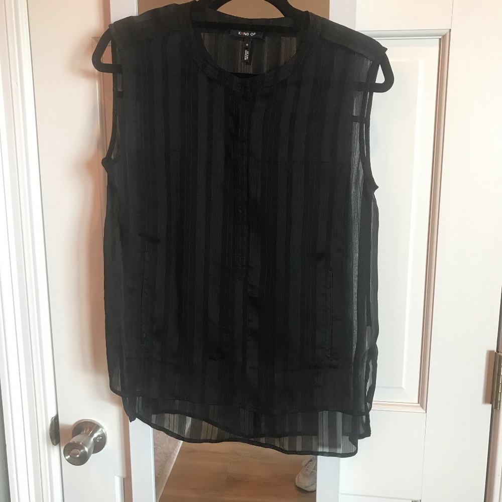 Kiind of - sheer black tunic with snap front